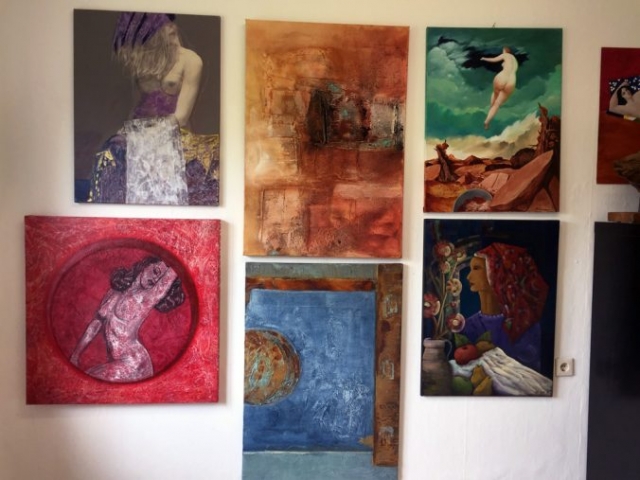 Gudrun Tischler, wonderfulART, Künstler, artist, abstrakte Malerei, Marmormehl, Baumaterial, Acrylfarben, Pigmente, Rost